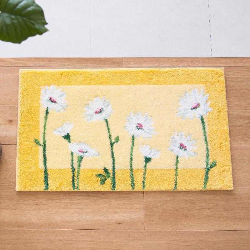 玄関マット イノセントデイジー 45×75cm イエロー 室内 洗える 日本製 ウィルトン織り すべり止め