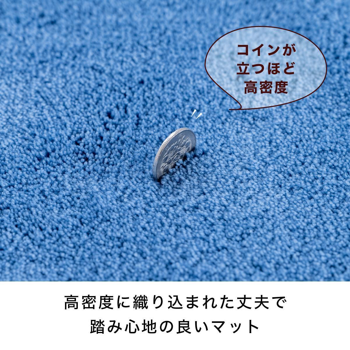 玄関マット シエラ 50×80cm ブルー 室内 洗える 日本製 ウィルトン織り すべり止め