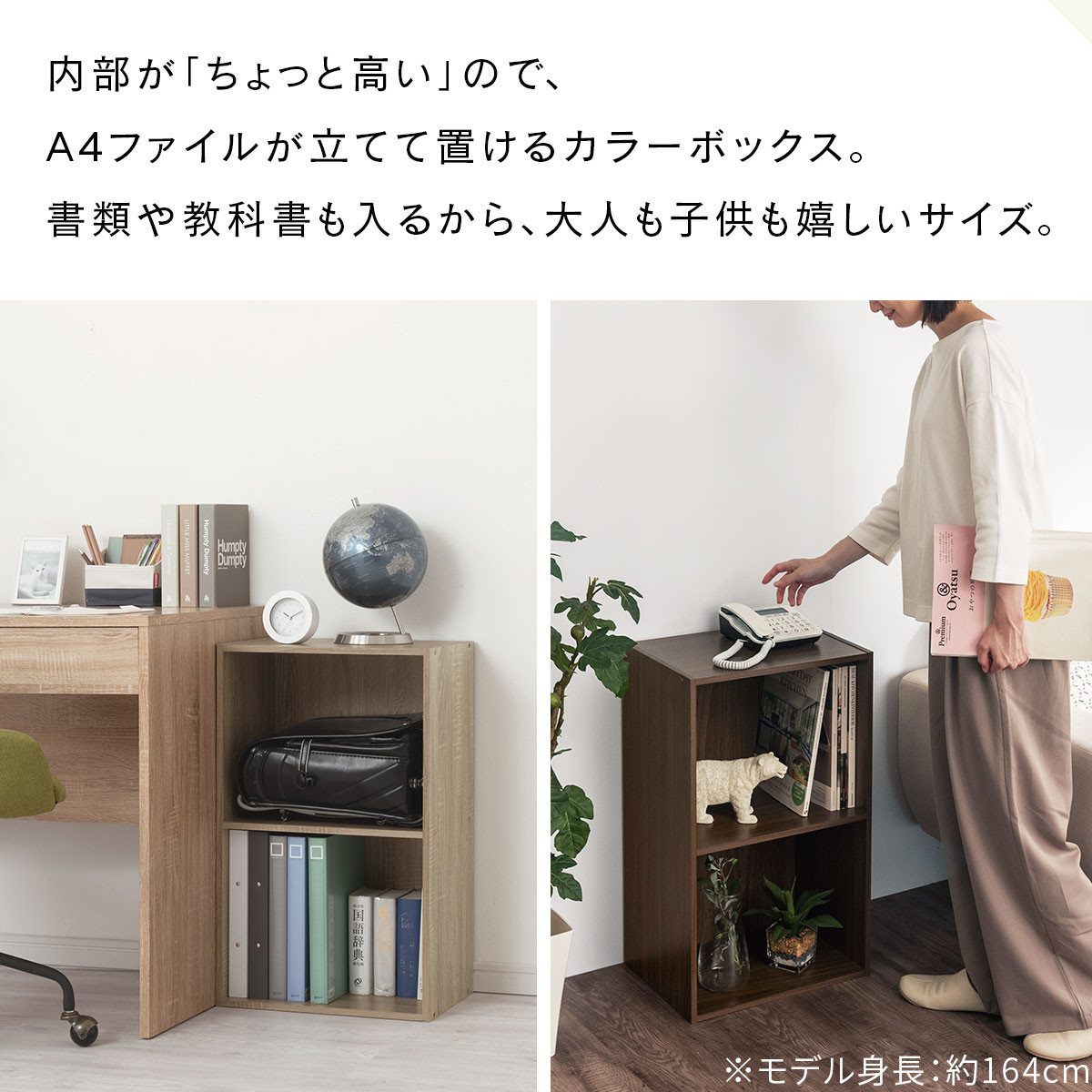 【完成品でお届け】カラーボックス〔2段〕（ホワイト）カラーボックス 2段 A4 横置き 縦置き 収納棚 おしゃれ 本棚 大容量 スリム ラック 棚 オープンラック 木製 ミニ 省スペース 隙間  AKANBR920126-0-WH