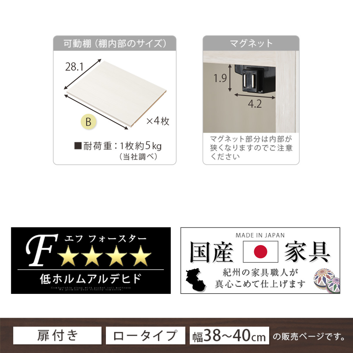 【完成品＋設置付き】オーダーすき間ラック〔幅40cm・扉右開き・ロータイプ〕（ウォールナット）すき間ラック 収納棚 扉付き スリム 約 奥行32 高さ90 ロータイプ オーダーラック キッチン AKONBE400088-40R-WAL