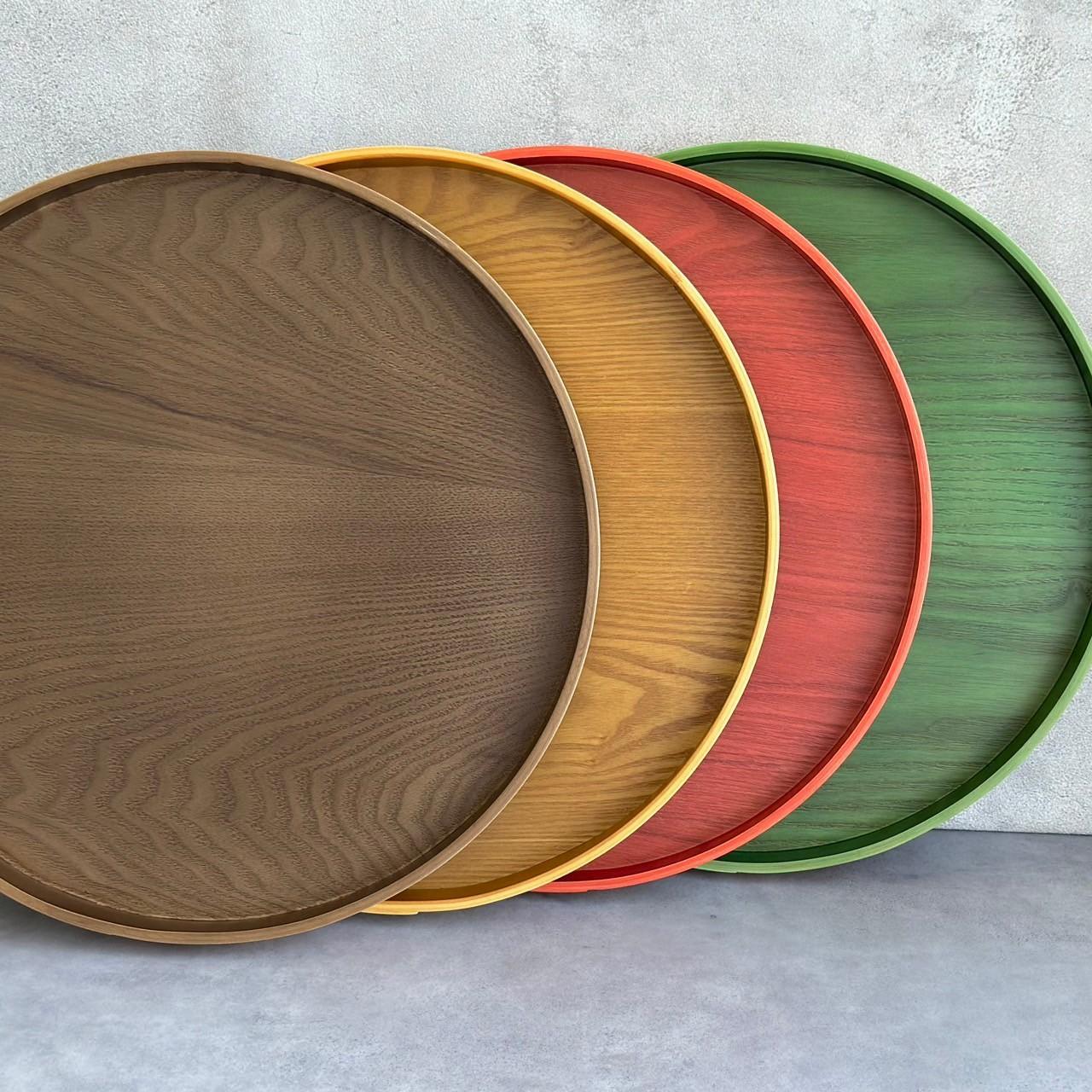 紀州塗り 曲げわっぱ 丸盆 マロンブラウン 27cm 9寸 お盆 トレー トレイ カワイイ 和風  お茶盆 プレート