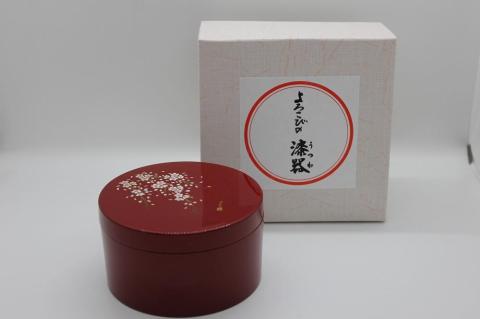 紀州漆器　ボンボニエール　朱　桜さくら