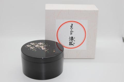 紀州漆器　ボンボニエール　黒　桜さくら