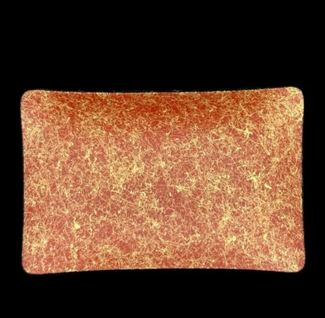 角小皿 乱糸(マット仕上げ) 本朱 ［NF138］