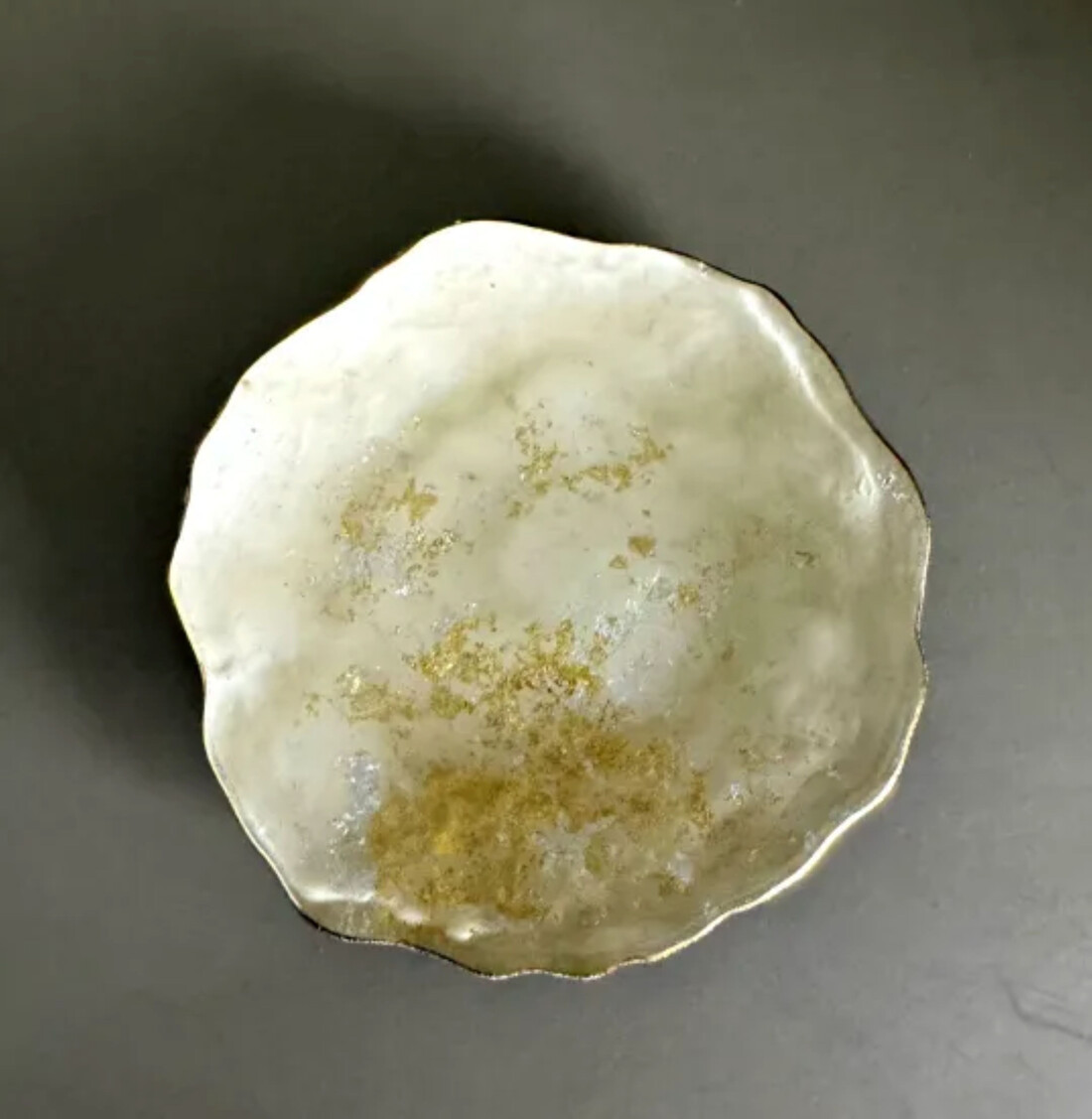 豆皿 口金ロック 古代金箔漆白 ［NF168］