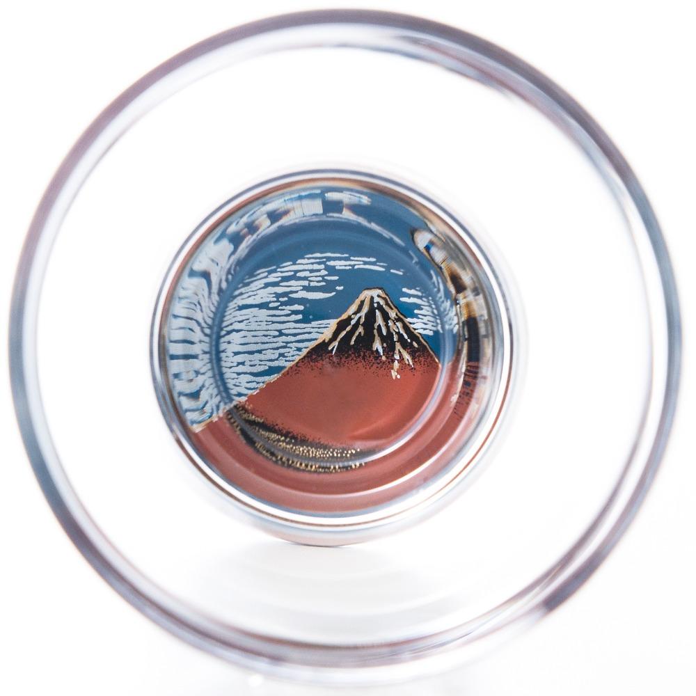 紀州漆器 盃 ガラス 北斎 赤富士 1個 約5.6cm×6.5cm 約70ml 蒔絵 食器 国産 父の日 プレゼント ギフト インバウンド 日本酒 お土産 富士山