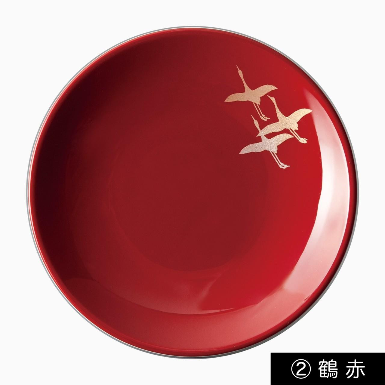 ［鶴 赤］紀州漆器 塗りの豆皿 ぬりもん de Poterie 1個 食器 お皿 プレート