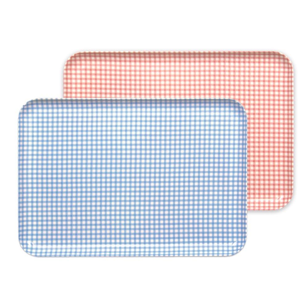 【ブルー×ピンク2枚組】ST ランチョン トレー M 33cm チェック タツクラフト 【Tk70】