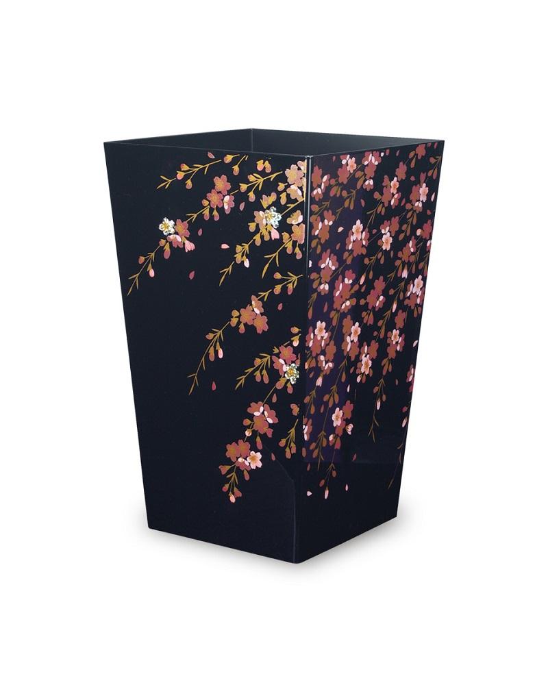 蒔絵調 ダストボックス M角 6.7L 桜ブラック タツクラフト 【Tk139】