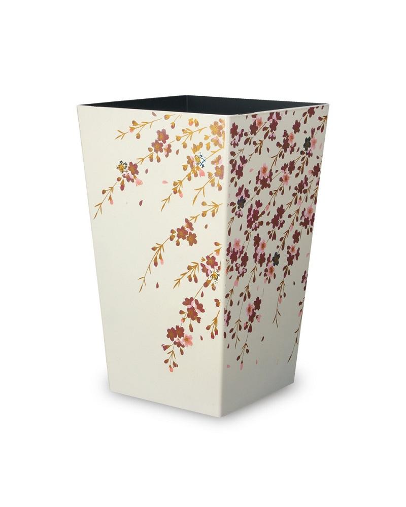 蒔絵調 ダストボックス M角 6.7L 桜ホワイト タツクラフト 【Tk140】