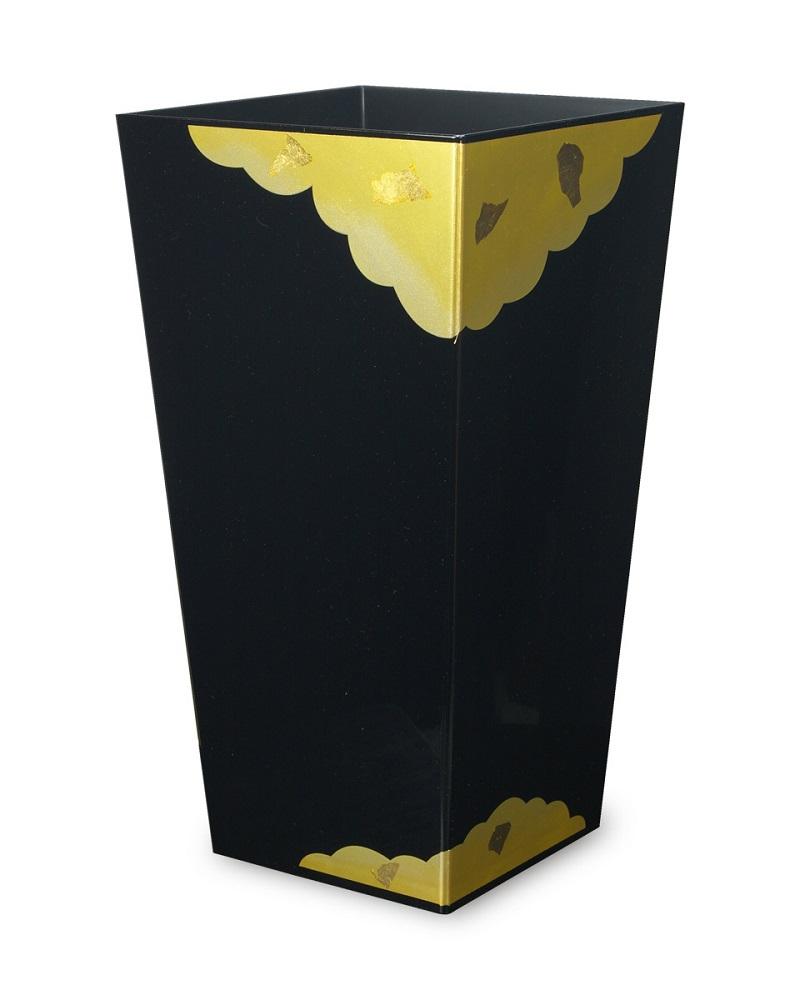 蒔絵調 ダストボックス L角 9.5L 金雲ブラック タツクラフト 【Tk151】