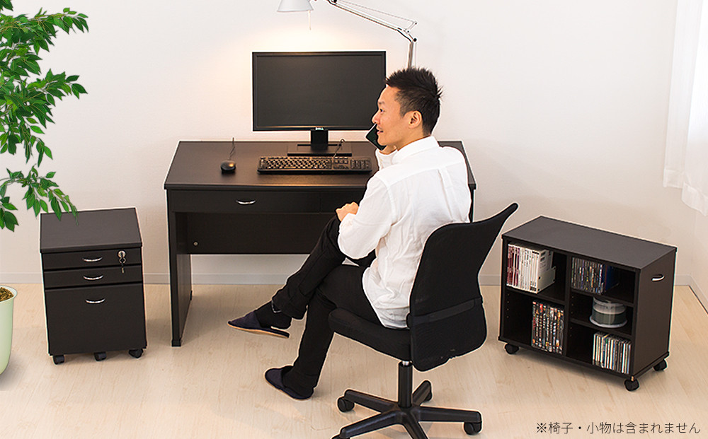 システムデスク 幅120 鍵付き ブラウン aku100404201