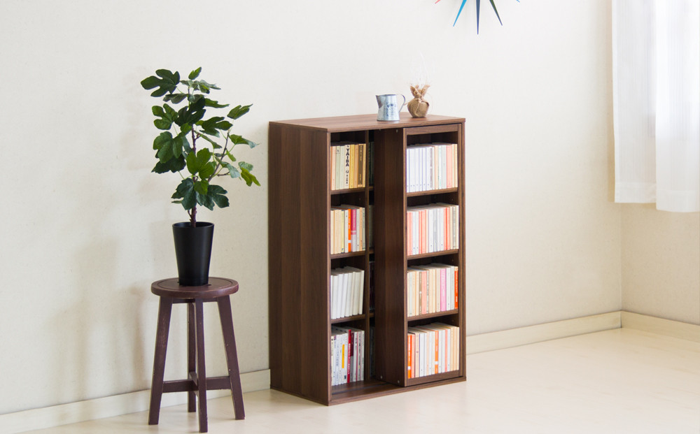 スライド本棚 W575 ウォールナット aku100688503