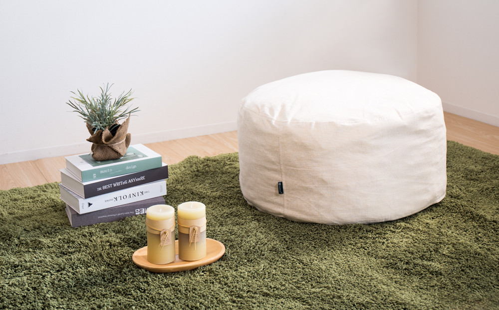 【ベージュ】布団収納カバー 丸型 幅59 × 高さ34cm 布団収納 布団収納袋 布団収納クッション 背もたれ クッション クッションカバー ソファ生地 丸形 おしゃれ 布団 収納 掛け布団収納ケース SNG104416602