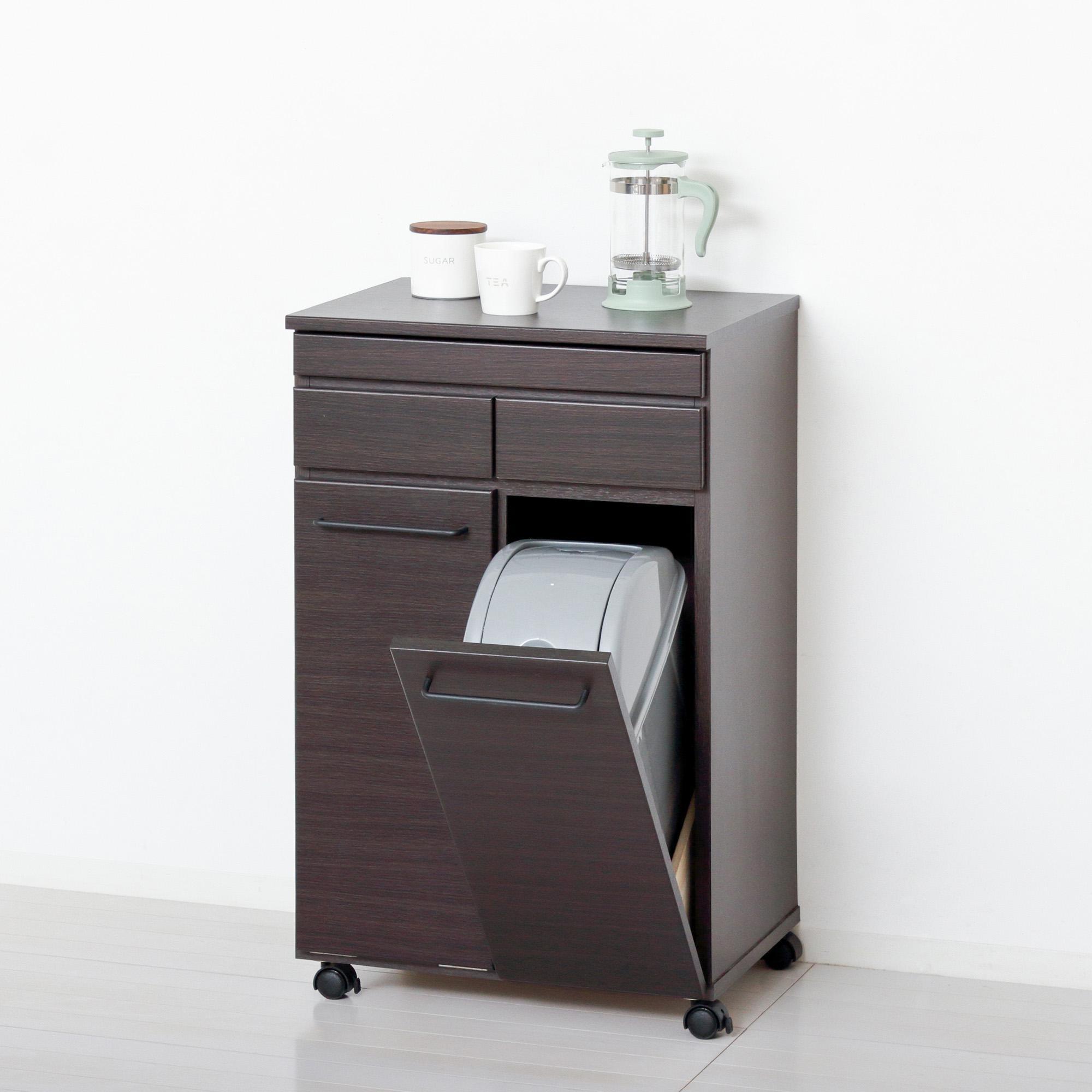 スライド棚付きダストボックス2D ブラウン