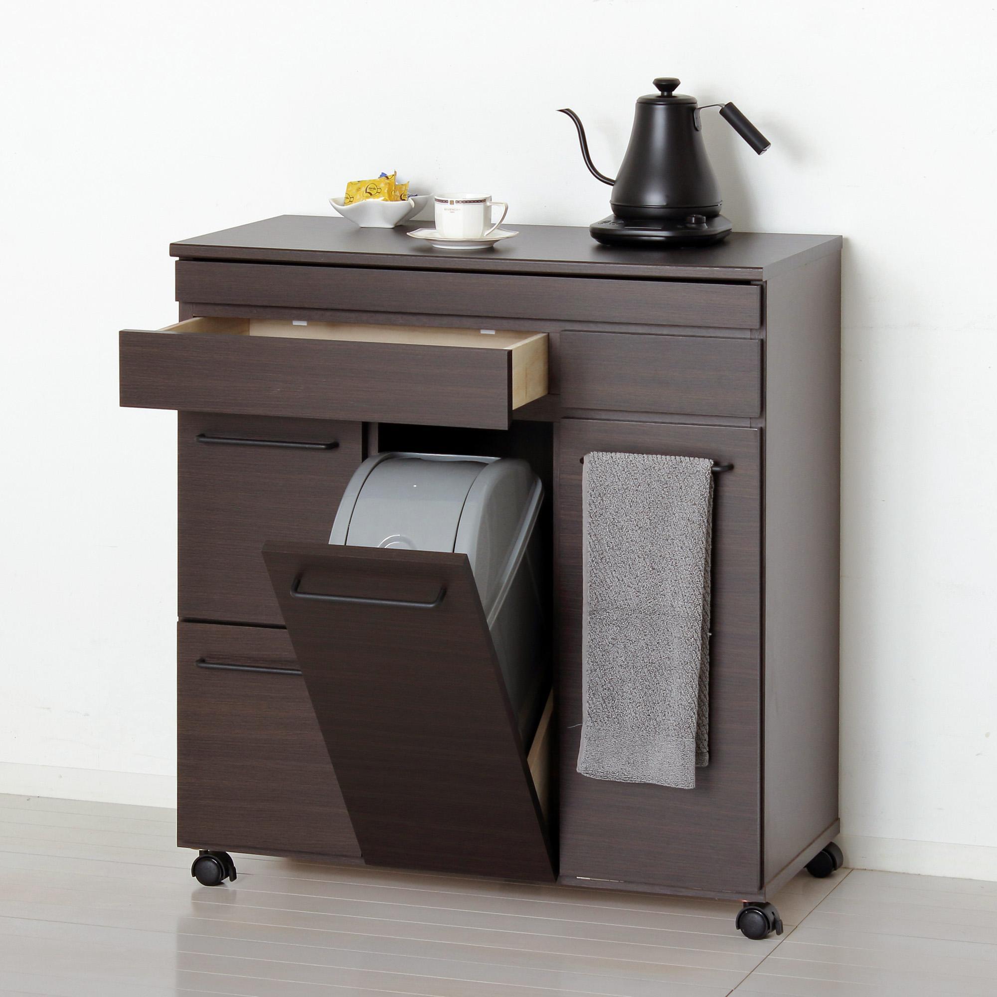 スライド棚付きダストボックス4D ブラウン