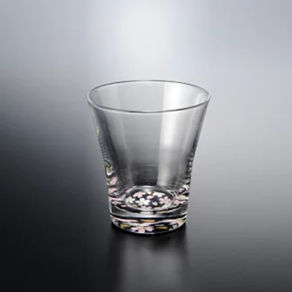 みよし漆器本舗 紀州塗り ぬりもん de Verre フリーグラス 蒔絵 桜 黒 210ml