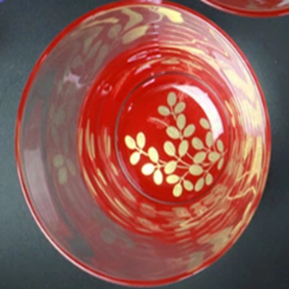 みよし漆器本舗 ぬりもん de Verre フリーグラス 単品 210ml 蒔絵 紀州塗り 赤／萩