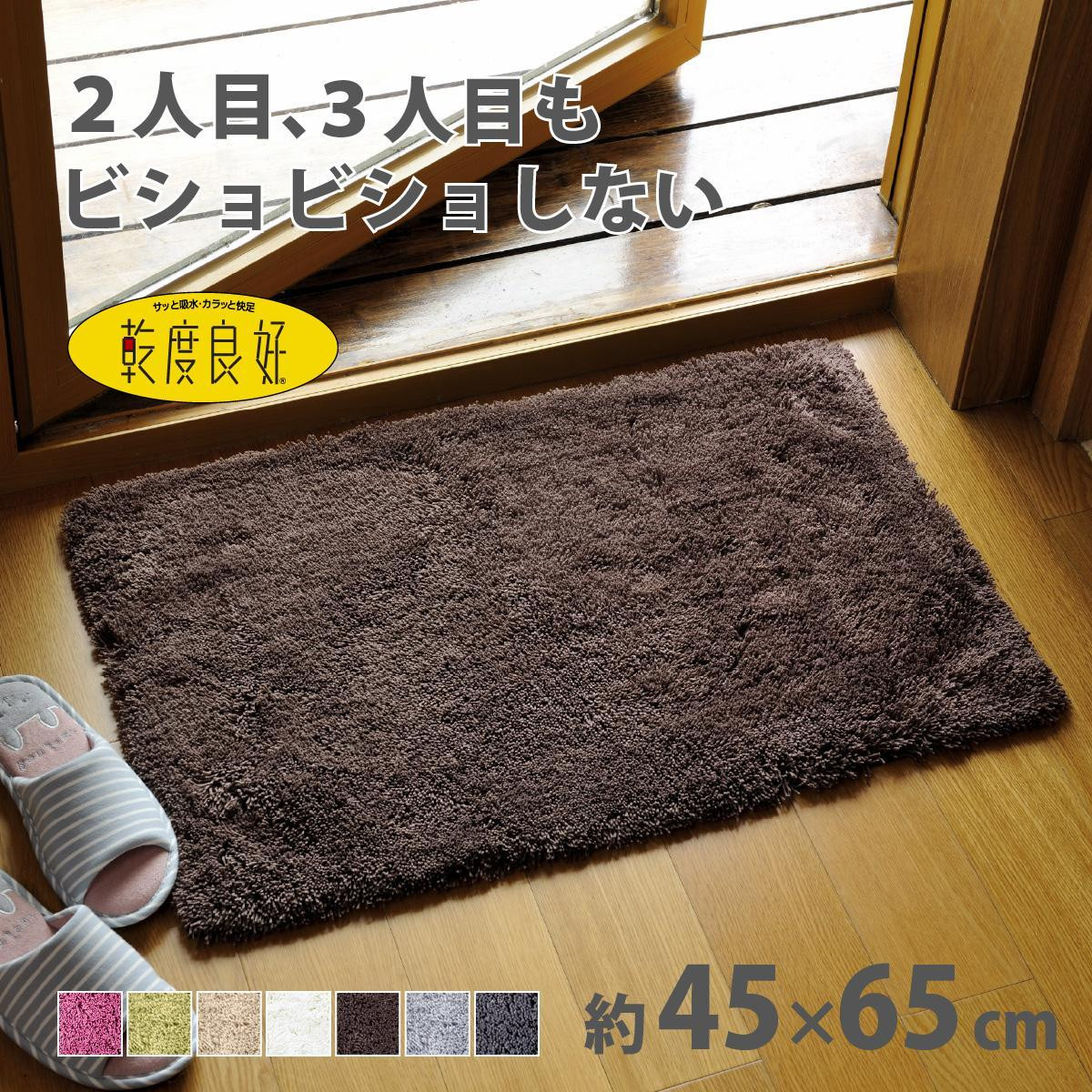 乾度良好 Dナチュレ バスマット 約45×65cm ブラウン 吸水速乾 裏面すべり止め加工 抗菌防臭 洗える 足拭きマット