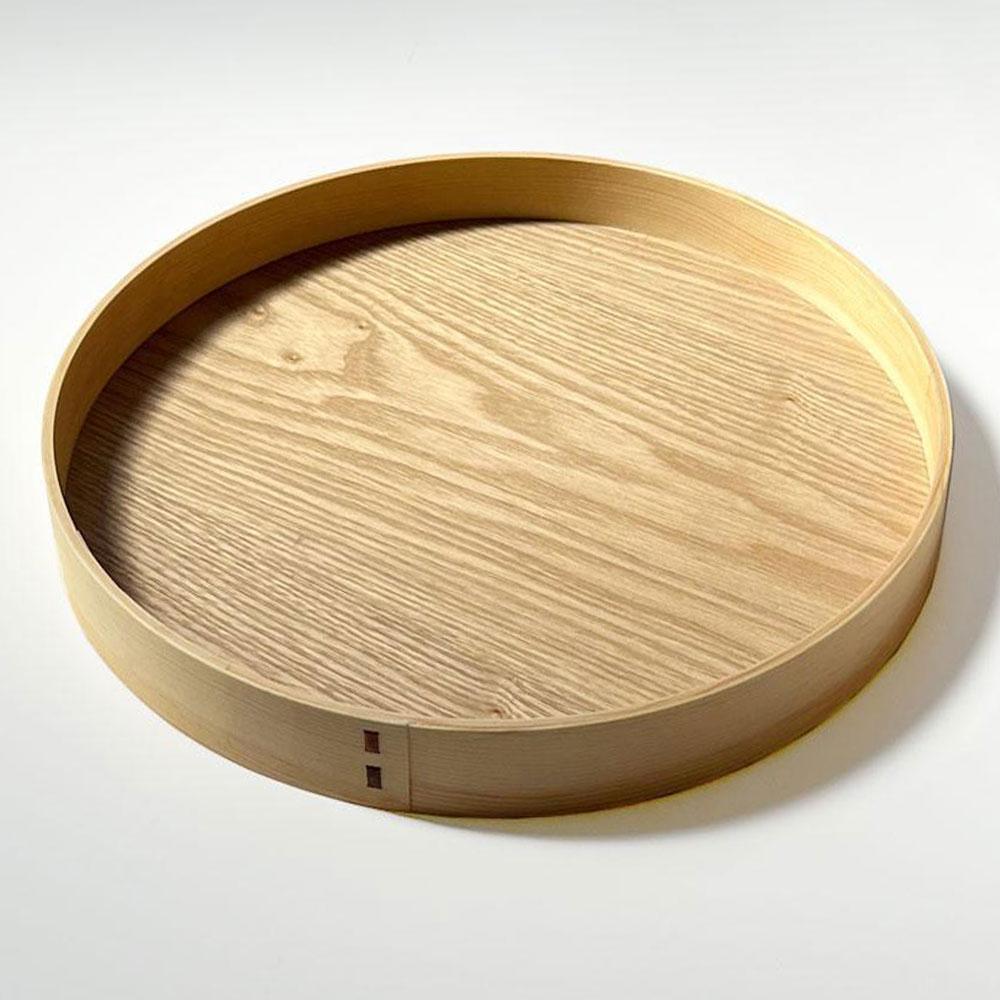 紀州塗り 曲げわっぱ 丸盆 白木 27cm 9寸 お盆 トレー トレイ カワイイ 和風  お茶盆 プレート