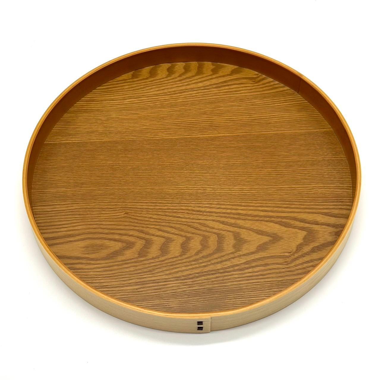 紀州塗り 曲げわっぱ 丸盆 ライトブラウン 27cm 9寸 お盆 トレー トレイ カワイイ 和風  お茶盆 プレート