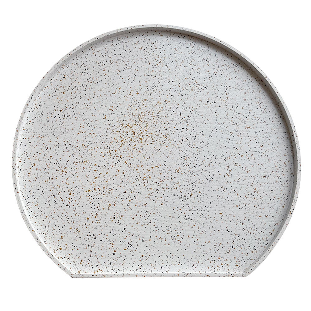 紀州漆器 木製 半月盆 美空 白 お盆 トレー 約36cm