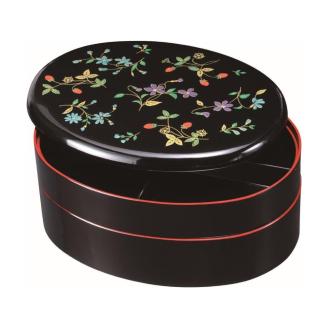9.5寸 小判重箱 オードブル 黒 花の小道