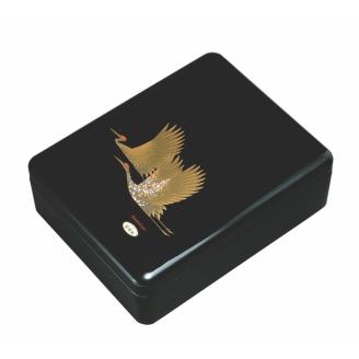 紀州漆器 新丸型文庫DX 黒 雅鶴