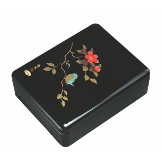 紀州漆器 新丸型文庫DX 黒 さえずり