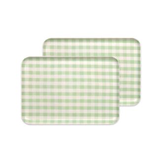 【グリーン2枚組】タツクラフト ST ランチョン トレー M 33cm ミルキー チェック
