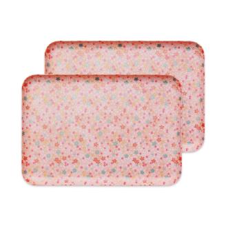 タツクラフト 友禅和紙トレー L 39cm 2枚セット  小花 吹雪