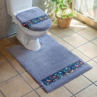 北欧の「幸せを運ぶ馬」ダーラヘスト柄の胴長トイレ２点セット　シルバーグレー