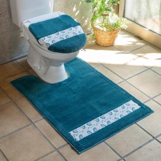 フィンランドの「幸せを運ぶ鳥」小鳥柄の胴長トイレ２点セット　ブルー