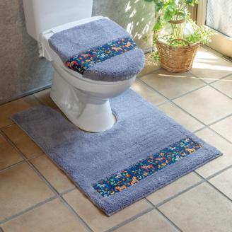 北欧の「幸せを運ぶ馬」ダーラヘスト柄の耳長トイレ２点セット　シルバーグレー