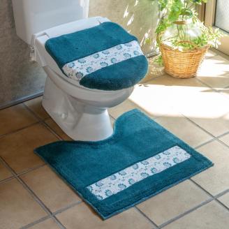 フィンランドの「幸せを運ぶ鳥」小鳥柄の普通トイレ２点セット　ブルー