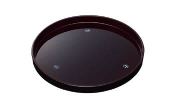 10.0丸盆　溜塗　貝張やまと梅