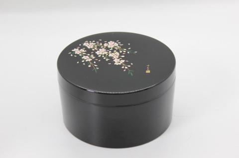 紀州漆器　ボンボニエール　黒　桜さくら