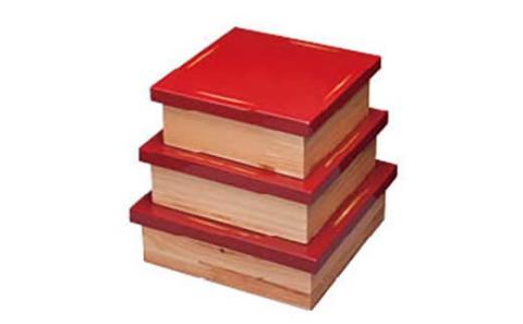 Njeco汎正角切溜三入子（変根来/赤）