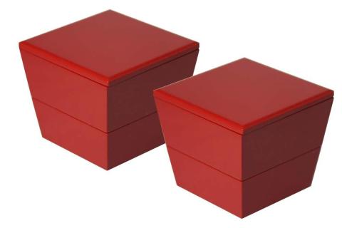 台形ミニ入子二段重箱2個組/赤