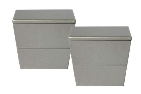 台形ミニ入子二段重箱2個組/シルバー