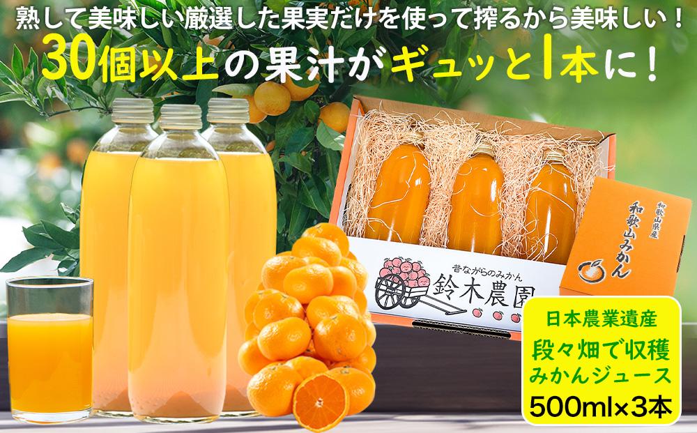 ギフト・のし対応専用】みかんジュース 美味しい濃い！無添加ストレート（500ｍｌ×3本セット）: 海南市ANAのふるさと納税