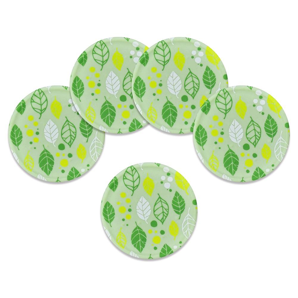 友禅和紙コースター 5枚セット サマーリーフ グリーン　タツクラフト