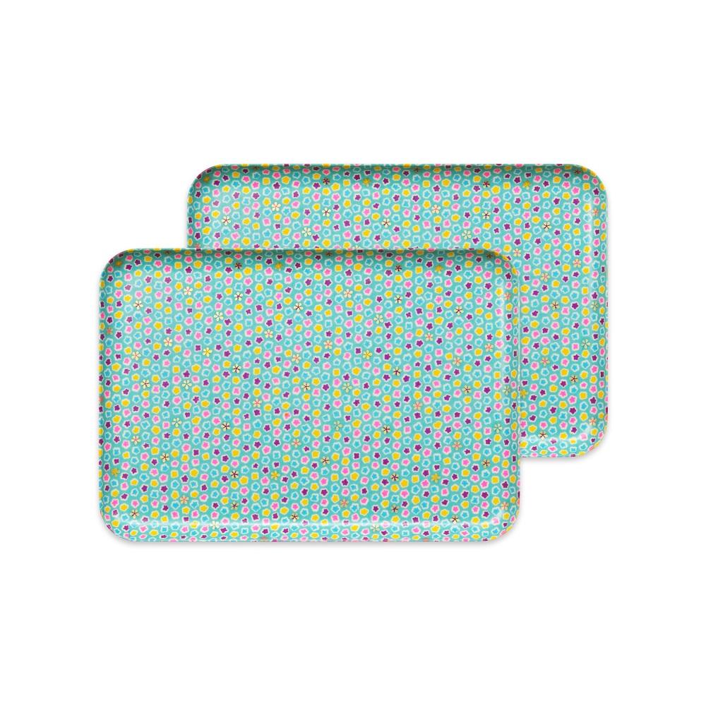 タツクラフト 友禅和紙トレー  M 33cm 2枚セット 桜 金平糖 水色