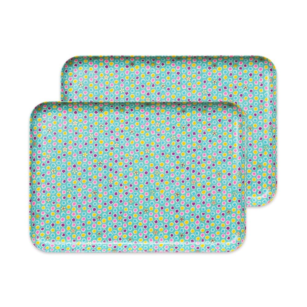 タツクラフト 友禅和紙トレー  L 39cm 2枚セット 桜 金平糖 水色