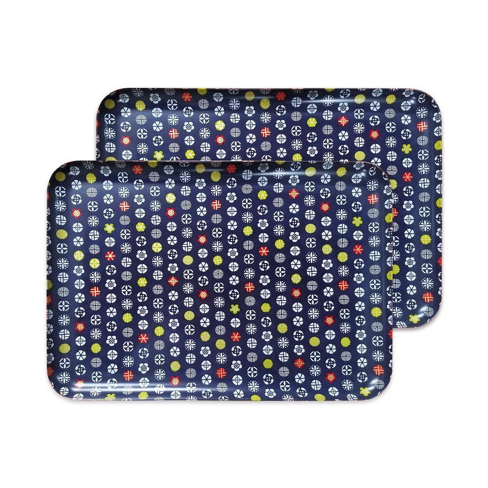 タツクラフト 友禅和紙トレー L 39cm 2枚セット 小花 小紋