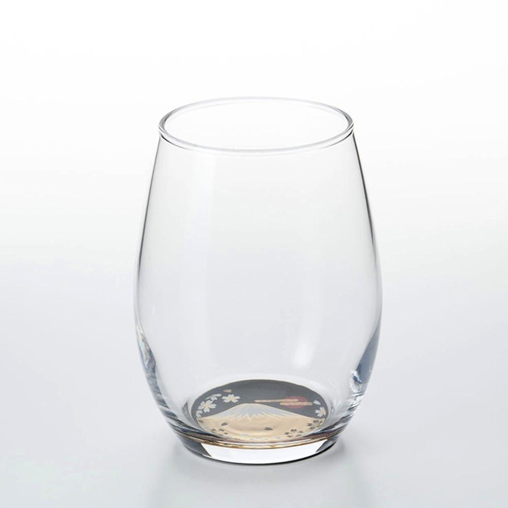 ぬりもん de Verre だるまグラス 蒔絵 富士山 黒