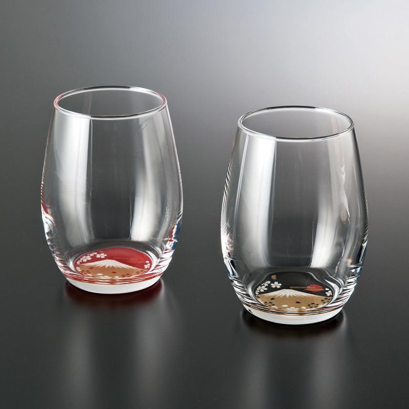 ぬりもん de Verre だるまグラス 蒔絵 富士山 ペア