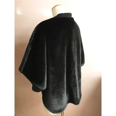 OKADA TEXTILE エコファー ロングポンチョ ブラック