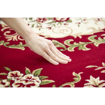 絨毯 ラグマット 2畳 正方形 200×200 洗える プレミアムローズ エンジ