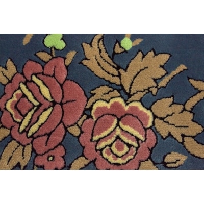 玄関マット 50×80 洗える マット 高級 金華山織 花ストリーク ブルー